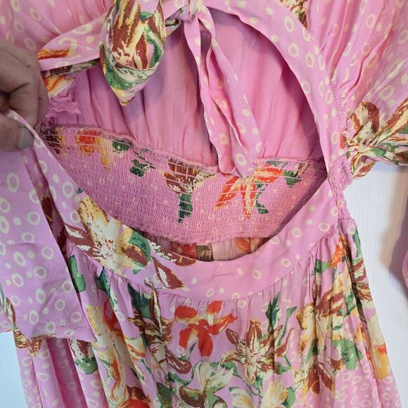 Free People x REVOLVE Paradise Jumpsuit Sugar Magnolia Combo Pink Floral L NEW - Picture 9 of 15